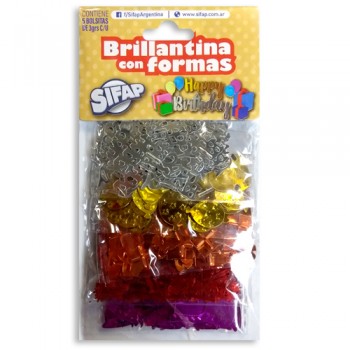 Brillantina con formas happy birthday